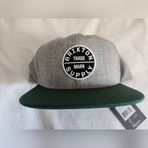 Brixton Oath III Snapback Hat Cap Heather Grey/Spruce Green One Size NWT